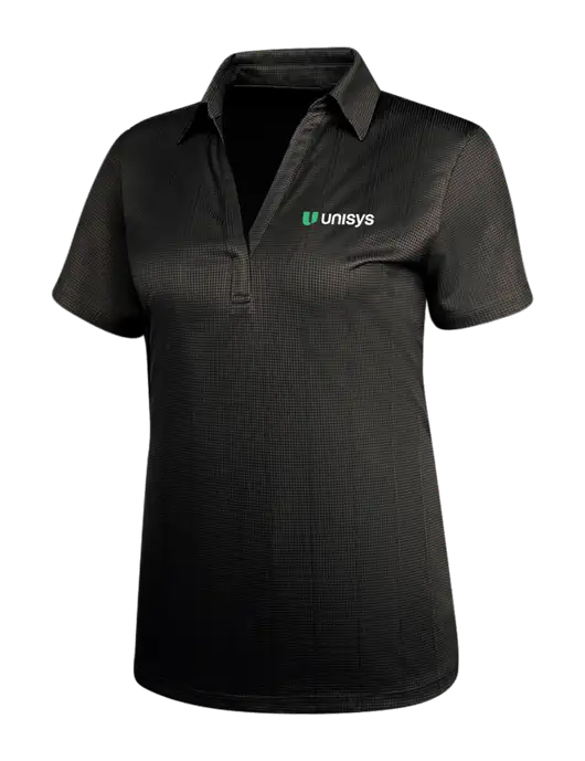 Black Womens Performance Fine Jacquard Polo w/Unisys Logo