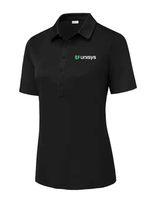Black Womens Posi-UV Pro Polo w/Unisys Logo