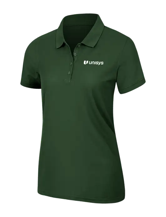 Dark Green Womens Core Classic Pique Polo w/Unisys Logo