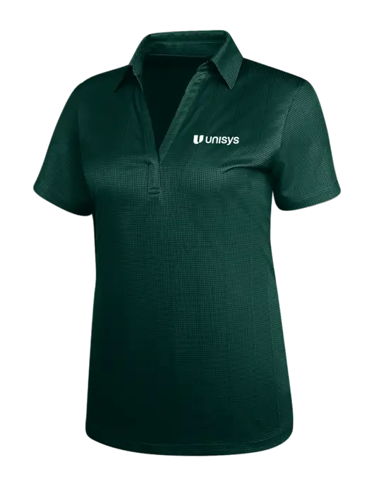 Dark Green Womens Performance Fine Jacquard Polo w/Unisys Logo