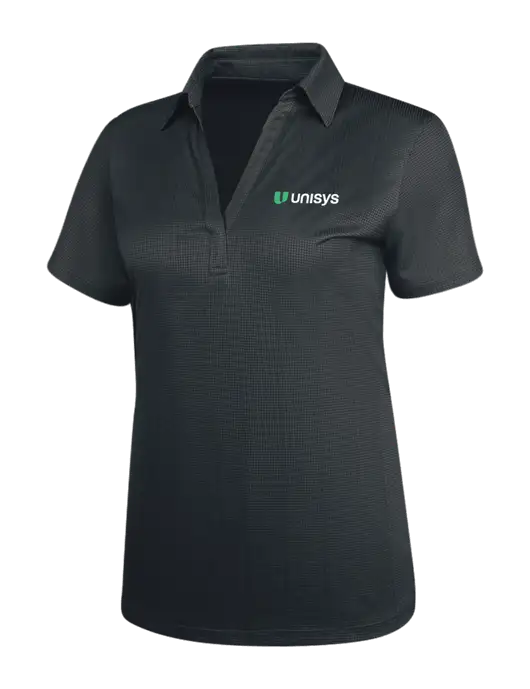 Dark Grey Womens Performance Fine Jacquard Polo w/Unisys Logo