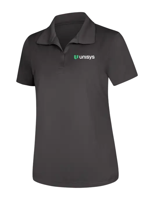 Womens Dark Grey Micropique Sport-Wick Polo w/Unisys Logo
