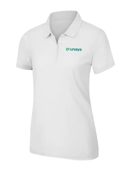White Womens Core Classic Pique Polo w/Unisys Logo