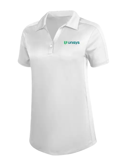 Womens White Diamond Jacquard Polo w/Unisys Logo