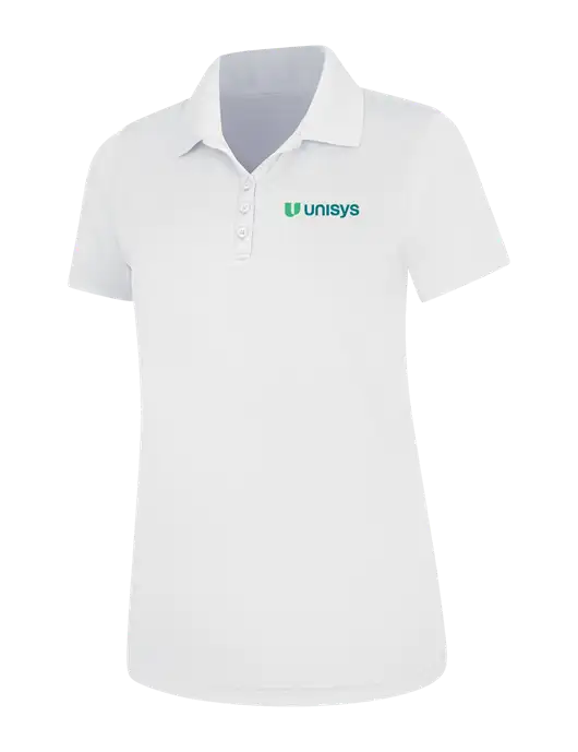 White Womens Dry Zone UV Mesh Polo w/Unisys Logo