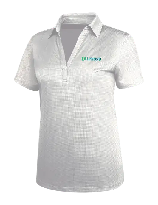 White Womens Performance Fine Jacquard Polo w/Unisys Logo
