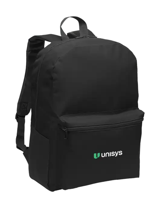 Casual Black Lightweight Laptop Backpack w/Unisys Logo