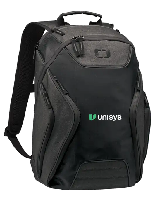 OGIO Black/Heather Grey Hatch Laptop Backpack
 w/Unisys Logo