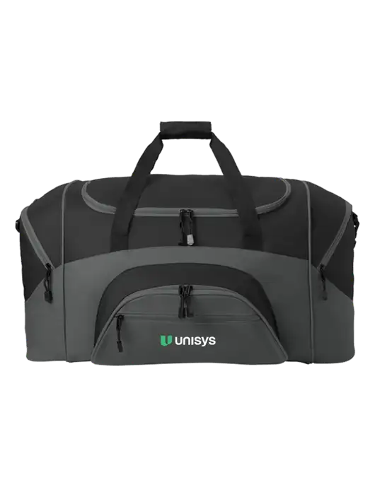 Standard Colorblock Black/Dark Grey Sport Duffel w/Unisys Logo
