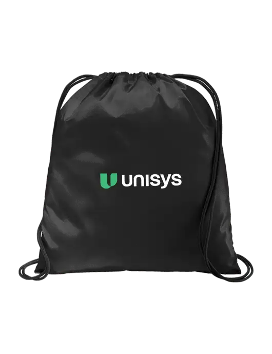 Drawstring  Black Cinch Pack w/Unisys Logo