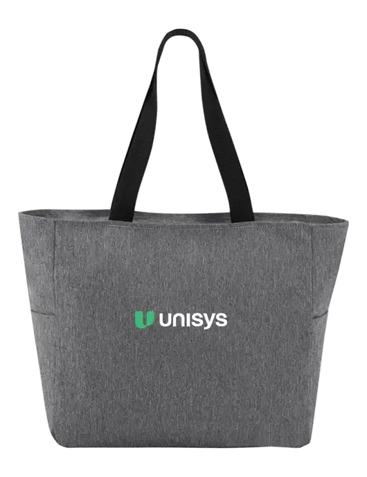 Everyday Heather Grey Zip Tote  w/Unisys Logo