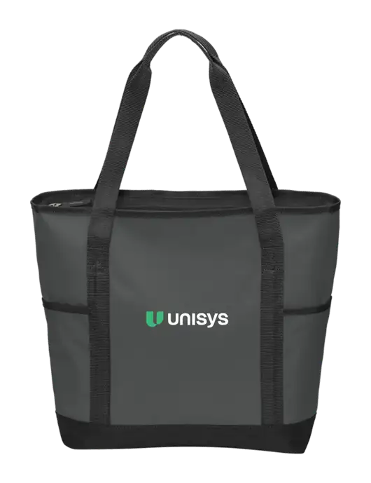 On the Go Charcoal/Black Tote  w/Unisys Logo
