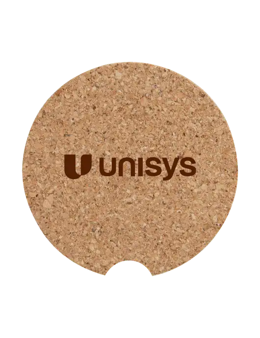 Cork Car Coaster, 2.5" w/Unisys Logo