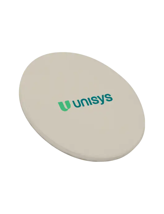 Round Sandstone Coaster w/Unisys Logo