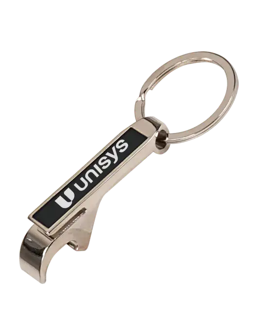 Black Bottle Opener Keychain w/Unisys Logo