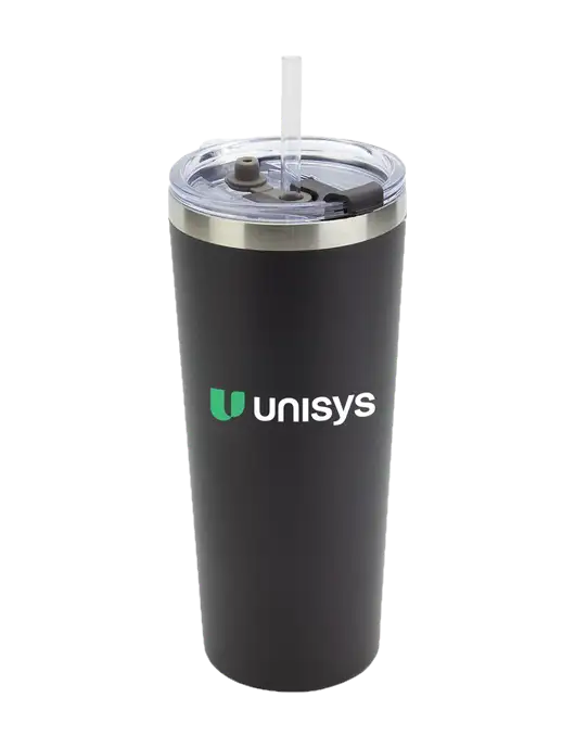 Brighton Black 20 oz Insulated Tumbler & Straw w/Unisys Logo