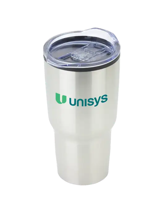 Odyssey Silver 30 oz Travel Tumbler w/Unisys Logo