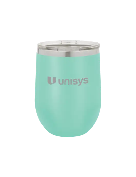 Polar Camel 12 oz Powder Coated Seafoam Vacuum Insulated Stemless Wine Tumbler w/Unisys Logo