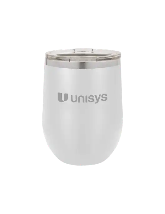 Polar Camel 12 oz Powder Coated White Vacuum Insulated Stemless Wine Tumbler w/Unisys Logo