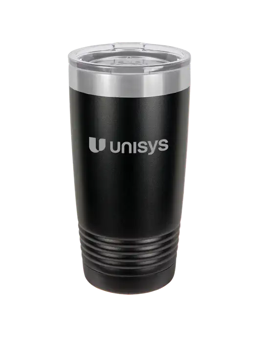 Polar Camel 20 oz Powder Coated Black Vacuum Insulated Tumbler w/Unisys Logo