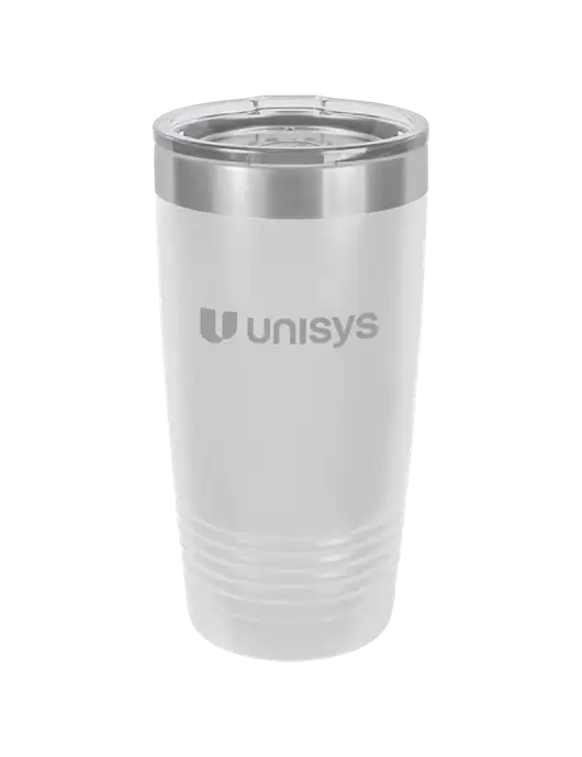 Polar Camel 20 oz Powder Coated White Vacuum Insulated Tumbler  w/Unisys Logo