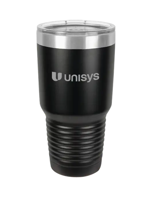 Polar Camel 30 oz Powder Coated Black Vacuum Insulated Tumbler w/Unisys Logo