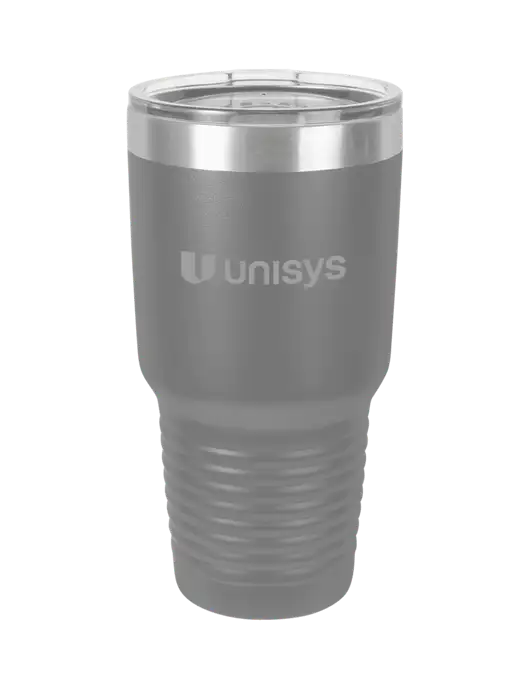 Polar Camel 30 oz Powder Coated Grey Vacuum Insulated Tumbler w/Unisys Logo