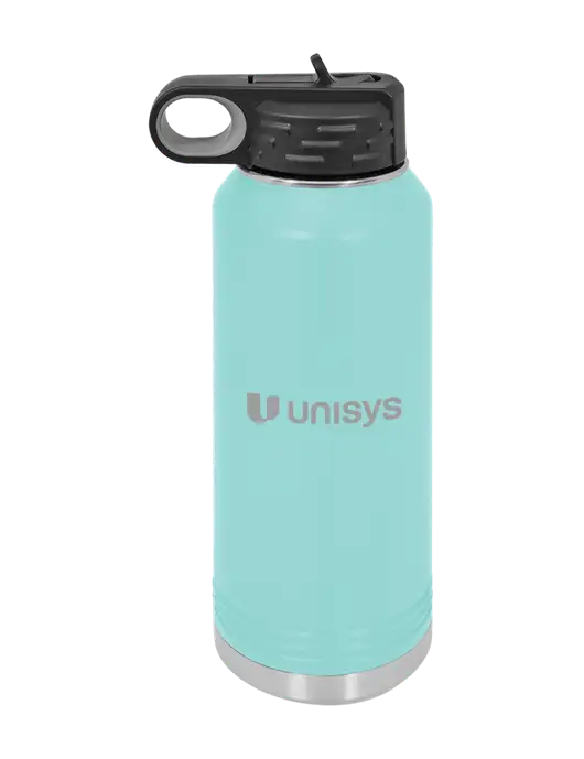 Polar Camel 32 oz Powder Coated Seafoam Vacuum Insulated Water Bottle w/Unisys Logo