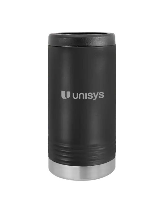 Polar Camel Powder Coated Black Vacuum Insulated Slim Beverage Holder w/Unisys Logo