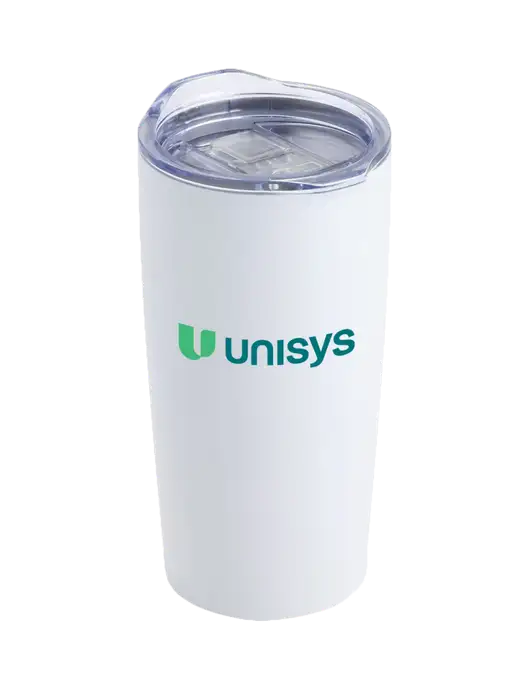 Society White 20 oz Insulated Tumbler w/Unisys Logo