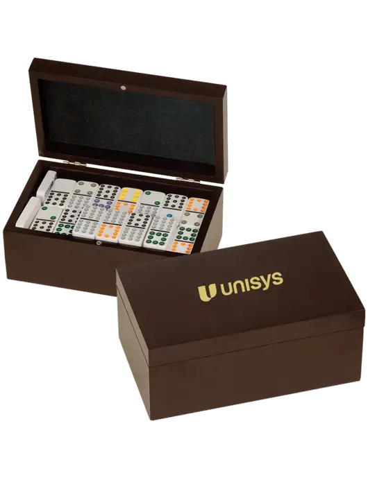 Rosewood Double Twelves 91 Piece Dominos Set w/Unisys Logo