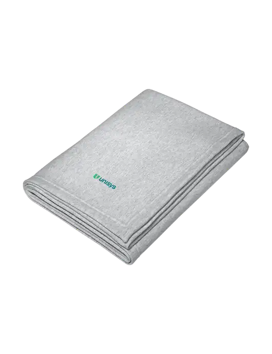 Core Light Grey Heather Fleece Sweatshirt Blanket w/Unisys Logo