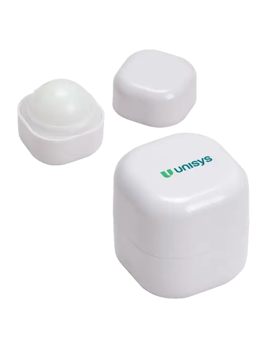 White Chap Cube Vanilla Lip Balm w/Unisys Logo