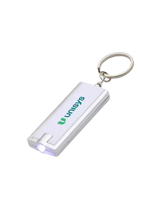 Simple Touch White LED Keychain w/Unisys Logo
