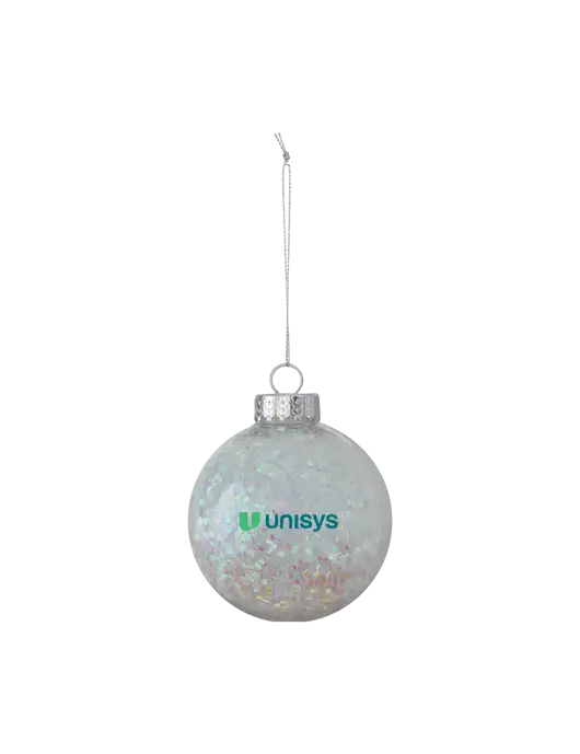Light Silver Shimmer Sphere Ornament w/Unisys Logo