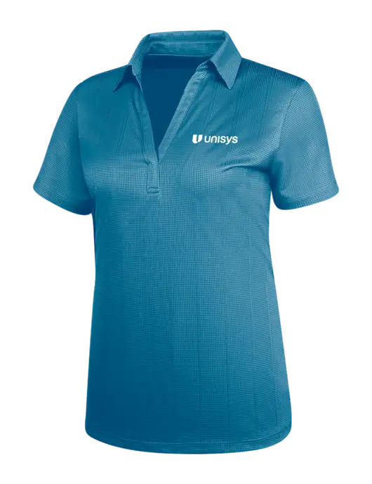 Carolina Blue Womens Performance Fine Jacquard Polo w/Unisys Logo