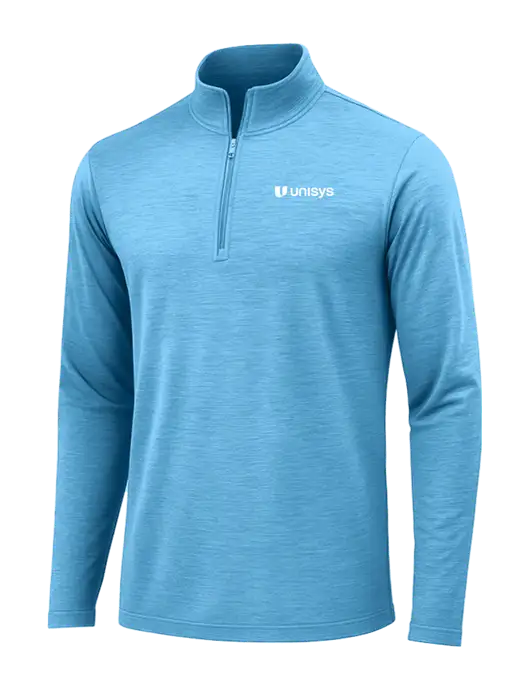 Light Blue Heather Posicharge Tri-Blend Wicking 1/4 Zip Pullover w/Unisys Logo